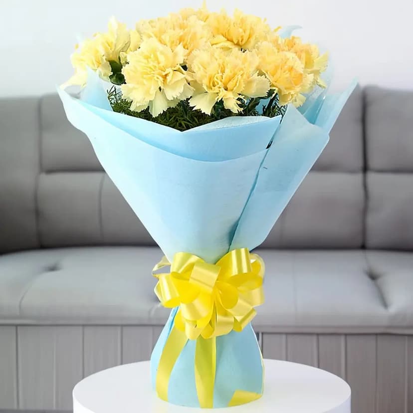 Sunny Yellow Carnation Bouquet