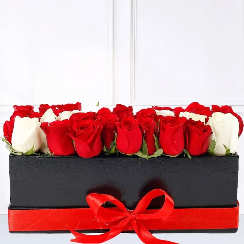 40 red roses in a box