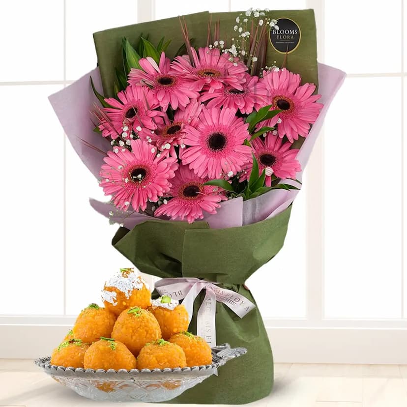 Gerberas Bouquet With Mithai