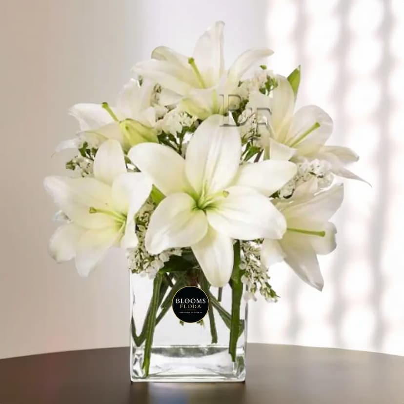 White Lilies In Vase