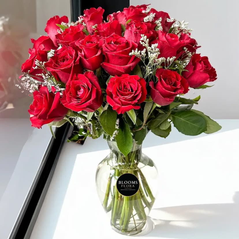 Arrangement of Roses in a Vase