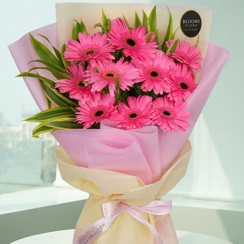 10 pink gerberas bouquet