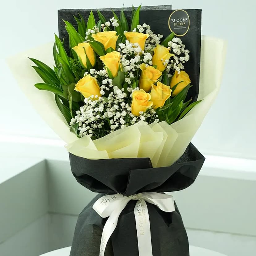 10 yellow roses bouquet