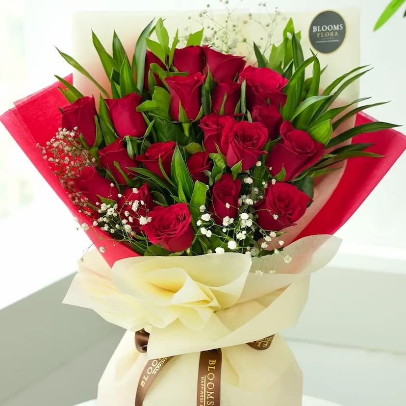 20 red roses bouquet