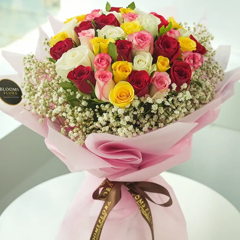 40 mixed roses bouquet