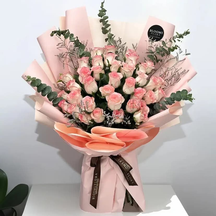 35 pink roses bouquet