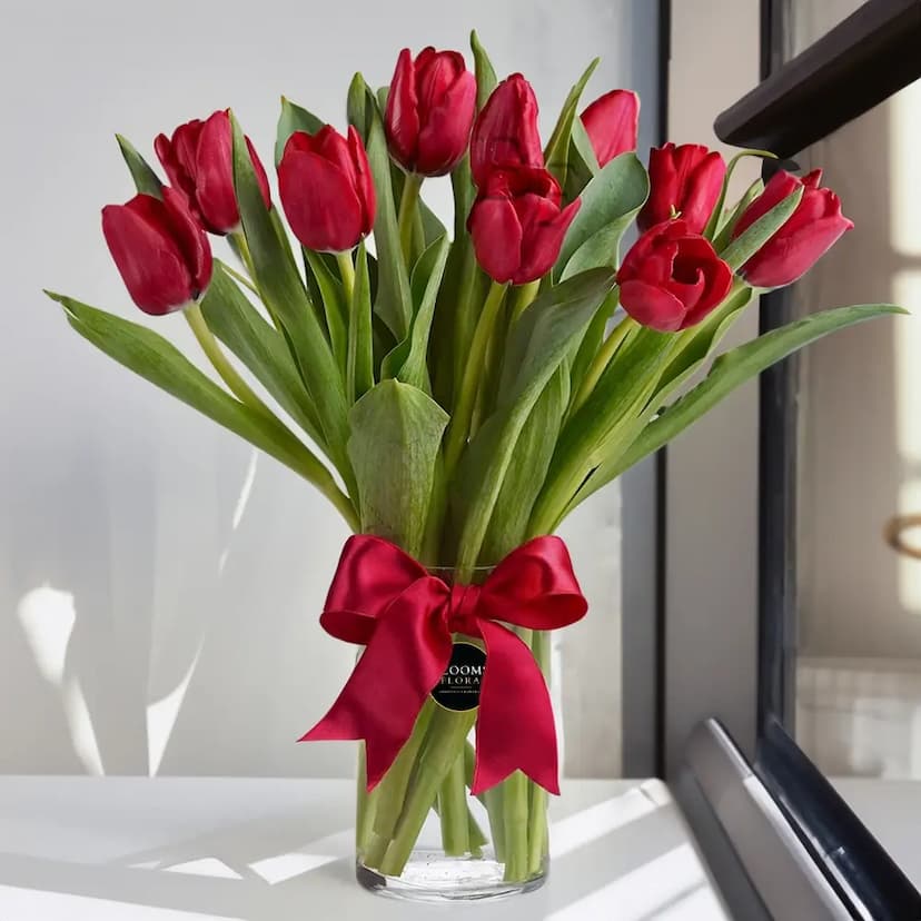 Red Tulips in a Vase