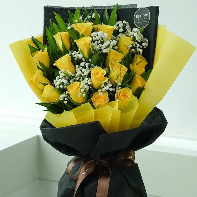 bouquet of 20 yellow roses