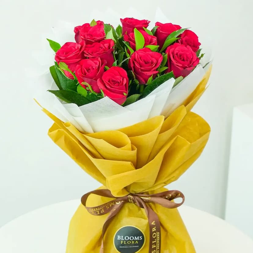 Red Roses Bouquet in a red packing