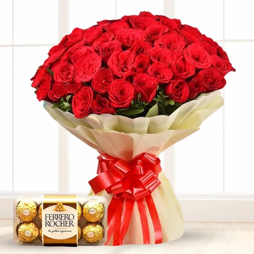 Roses Bouquet & Chocolates