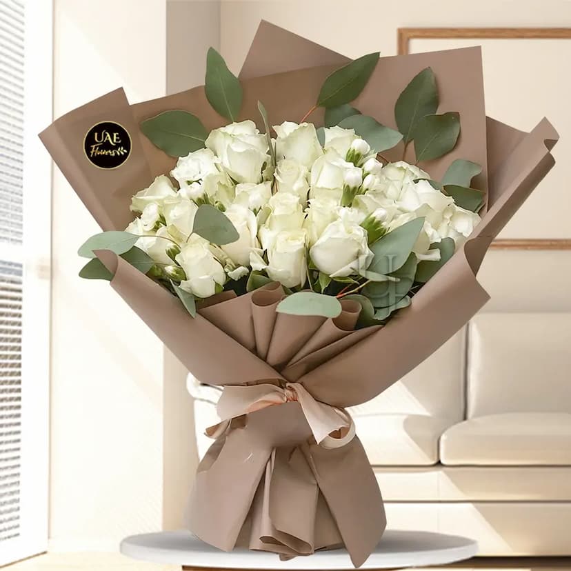 Bouquet of Elegant White Roses