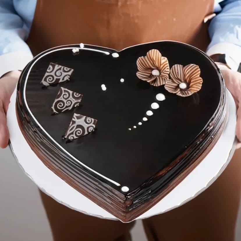 Heart Shaped Chocolate Truffle Cake