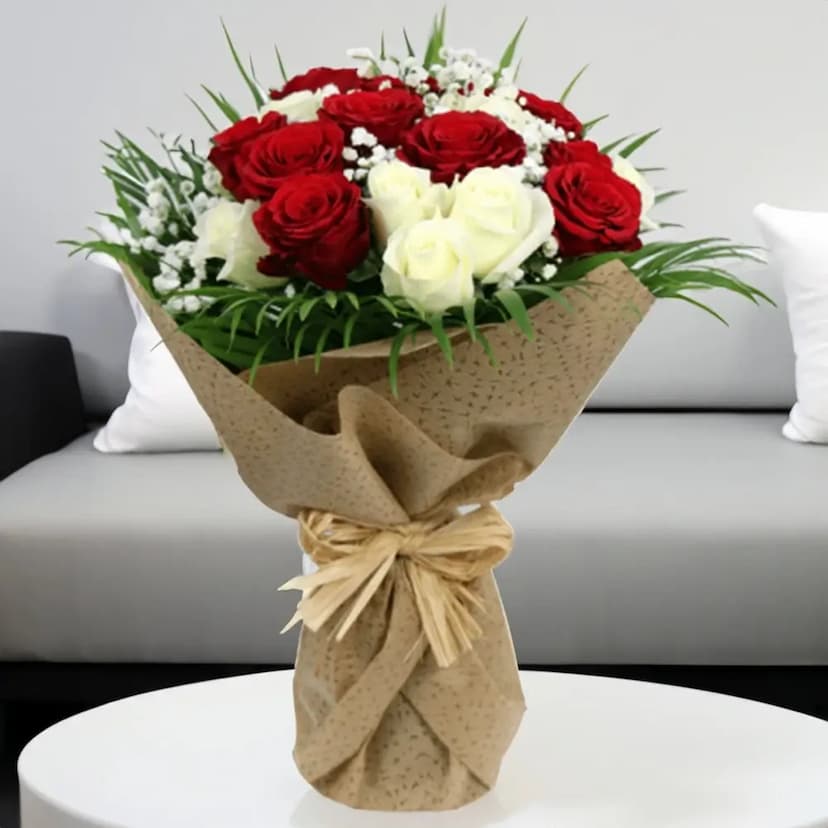 Red & White Roses Bouquet