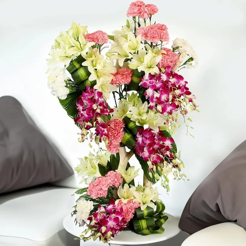 Standing Arrangement of Flower Trio