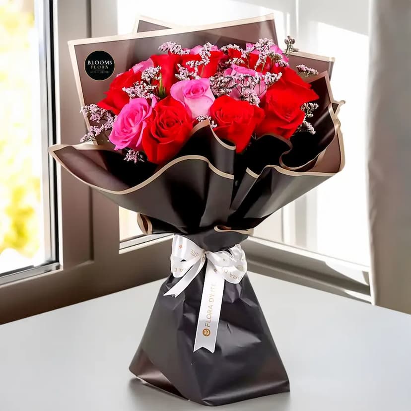 15 Red & Pink Roses Bouquet