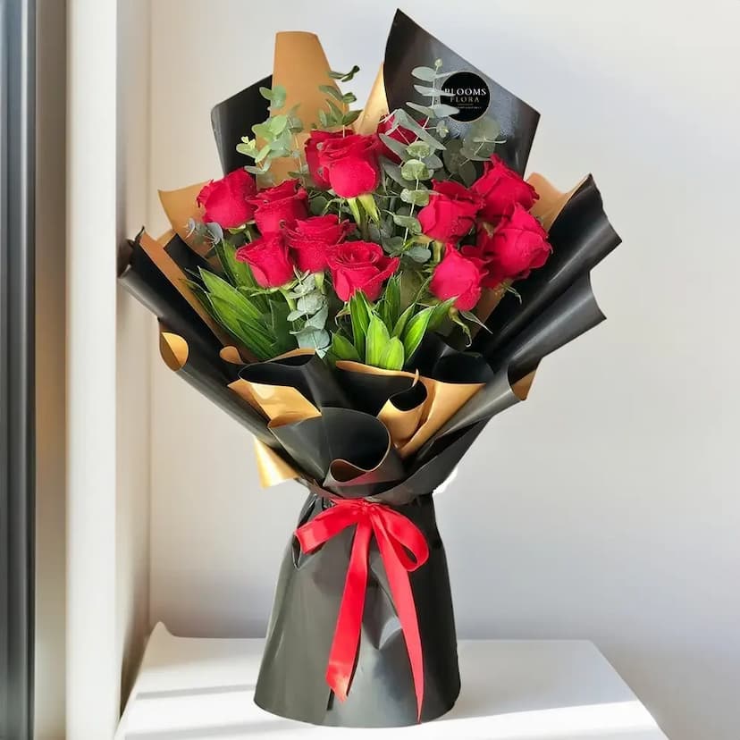 Charming 12 Red Roses Bouquet