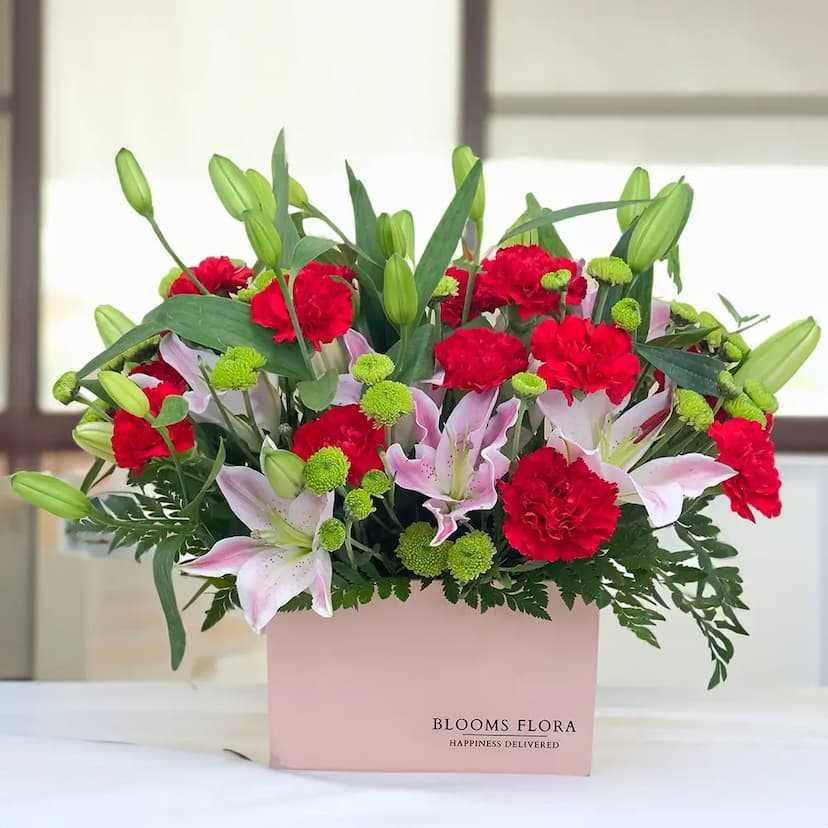 Carnations and Lilies in Box