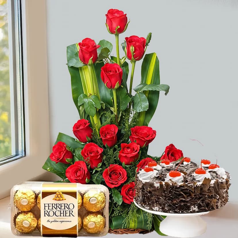 Roses in a Basket, Cake & Chocolate