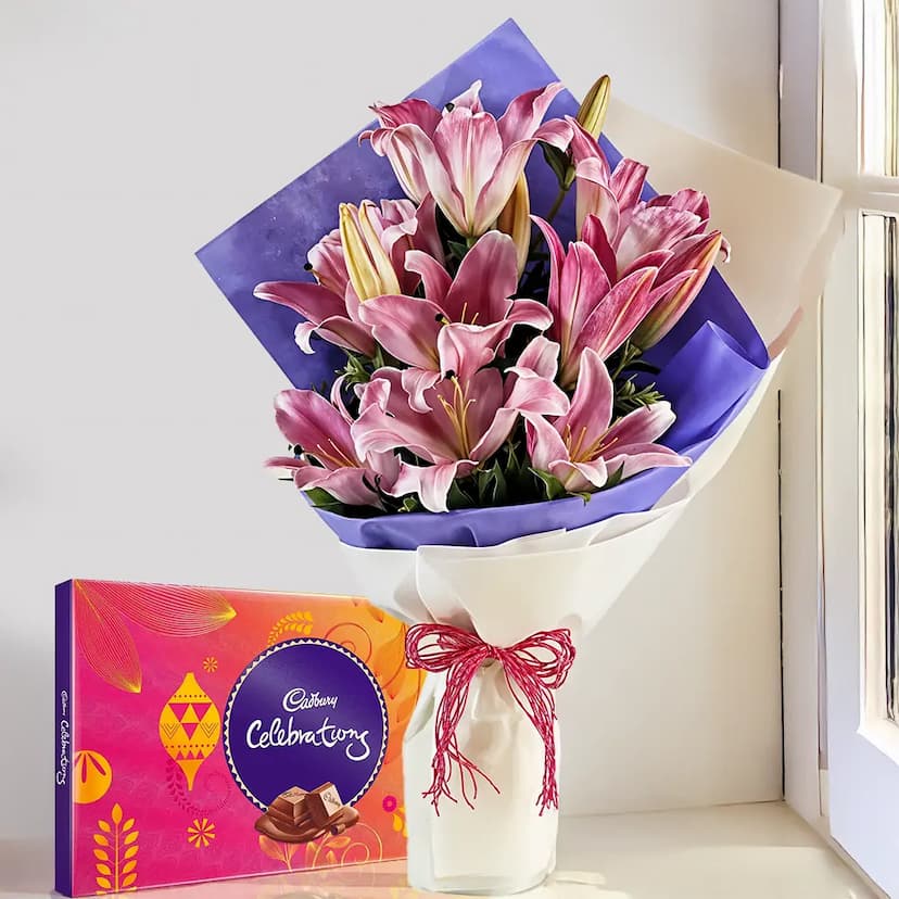 Lilies Bouquet & Chocolates