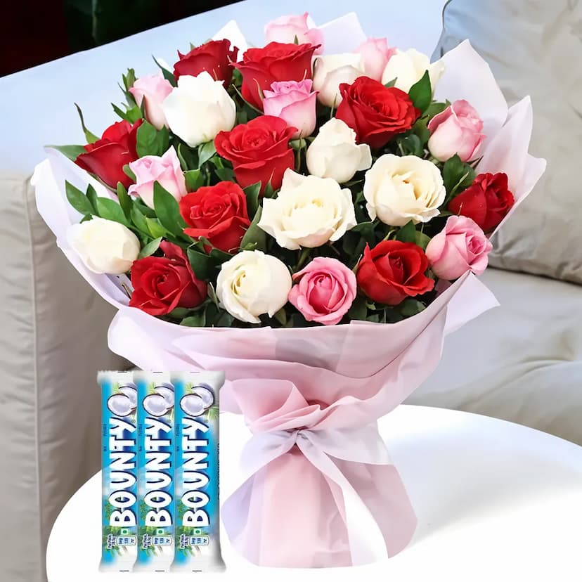 25 Roses Bouquet and Chocolates