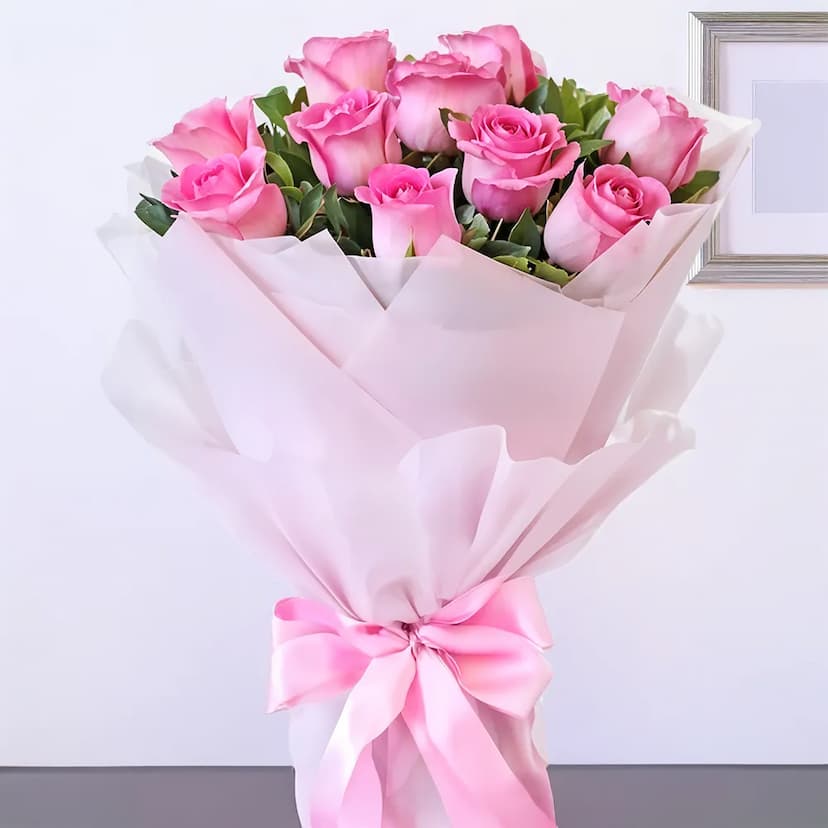 10 pink Roses Bouquet